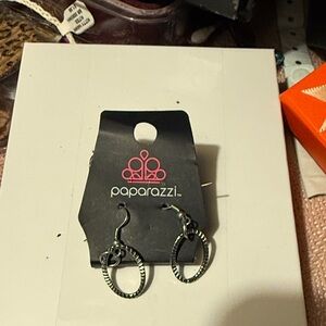 paparazzi Silver Textured Hoop Dangle Earrings